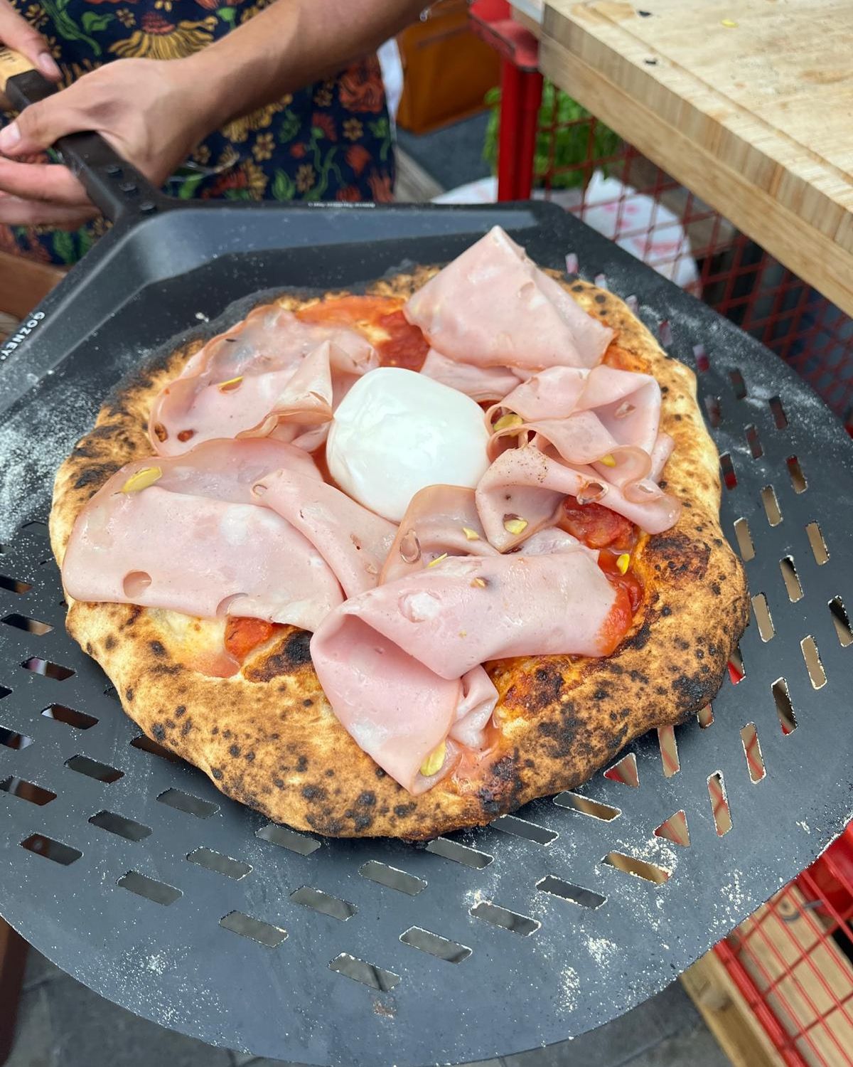 Freshly prepared pizza